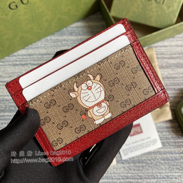 Gucci专柜新款女包, 古驰哆啦梦牛角卡包名片夹 654539  gdj1589